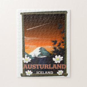 Puzzle Póster de viaje a Austurland Islandia