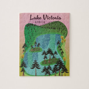 Puzzle Póster de viaje africano del lago Victoria