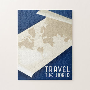Puzzle Póster de viaje al estilo vintage Viaja por el Mun