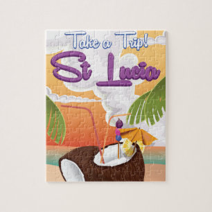 Puzzle Póster de viaje de dibujos animados de Santa Lucía