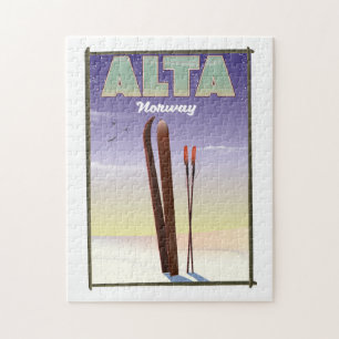 Puzzle Póster de viaje de esquí de ALTA Noruega