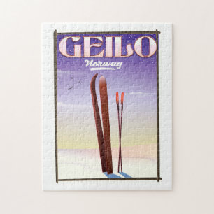 Puzzle Póster de viaje de esquí de Geilo, Noruega