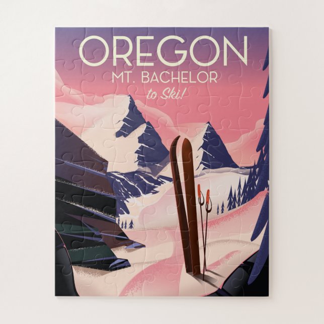 Puzzle Póster de viaje de esquí Mt.Bachelor Oregon (Vertical)