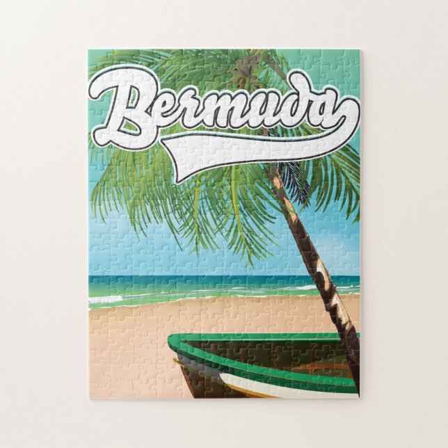 Puzzle Póster de viaje de la isla tropical de Bermudas (Vertical)