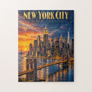Puzzle Póster de viaje de la puesta de sol del cielo dora