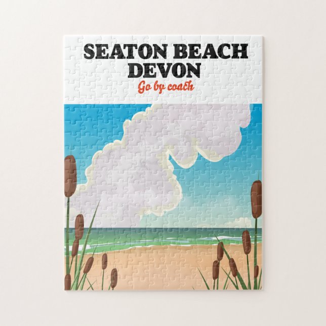 Puzzle Póster de viaje de Seaton Beach Dorset (Vertical)
