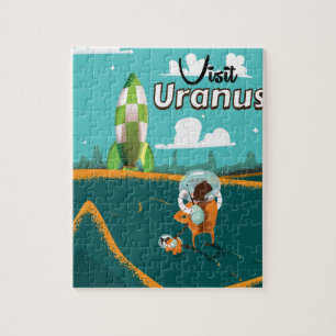 Puzzle Póster de viaje de Urano de dibujos animados vinta