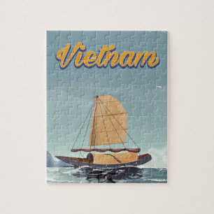 Puzzle Poster de viaje de vintage de bote de pesca de Vie