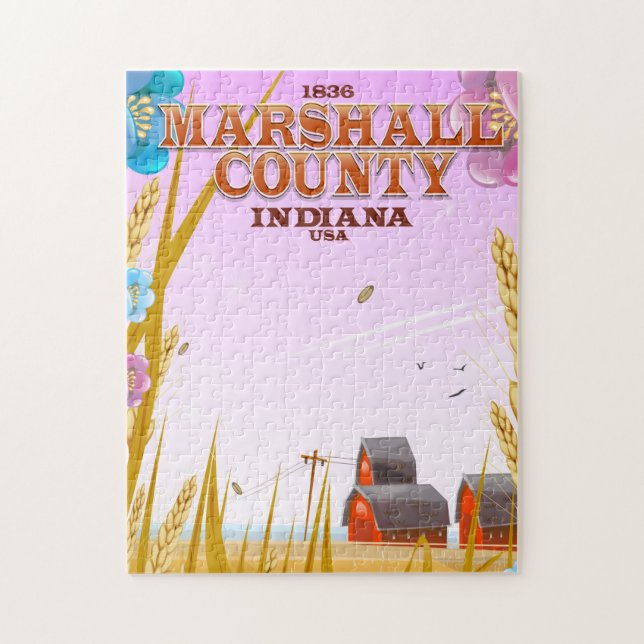 Puzzle Póster de viaje del condado de Marshall '1836' Ind (Vertical)