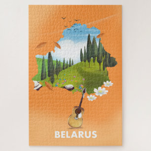 Puzzle Póster de viaje del mapa de Bielorrusia.