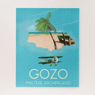 Puzzle Póster de viaje del mapa de Gozo, archipiélago mal