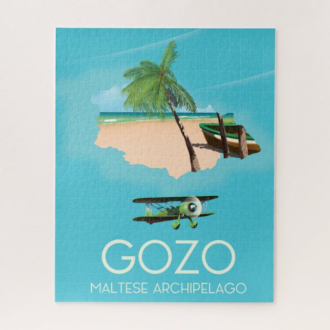 Puzzle Póster de viaje del mapa de Gozo, archipiélago mal (Vertical)