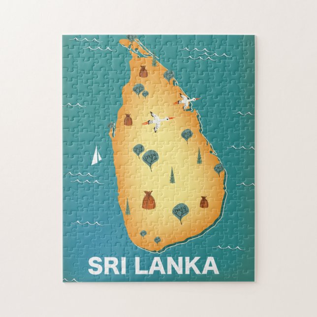 Puzzle Póster de viaje del mapa de Sri Lanka (Vertical)