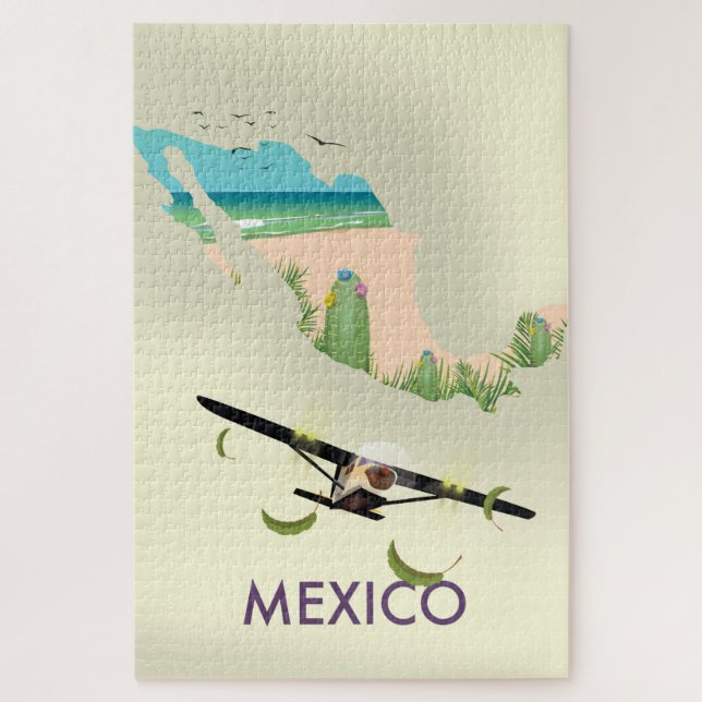 Puzzle Póster de viaje mapa de México (Vertical)