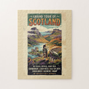 Puzzle Póster de viaje retro del Grand Tour de Escocia