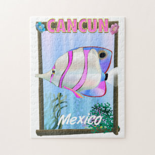 Puzzle Póster de viaje tropical mexicano Cancun