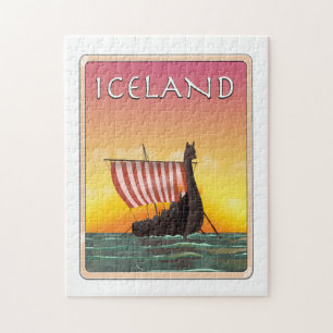Puzzle Póster de viaje vikingo de Islandia