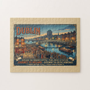 Puzzle Póster de viaje vintage de Dublín Irlanda