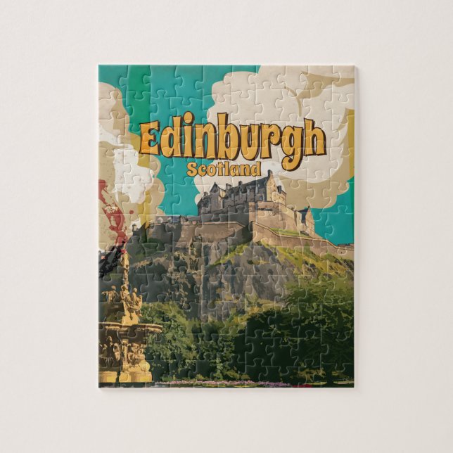 Puzzle Póster de viaje vintage de Edimburgo (Vertical)