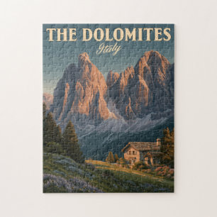 Puzzle Póster de viaje vintage de los Dolomitas en Italia