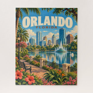 Puzzle Póster de viaje vintage de Orlando Florida Lago Eo
