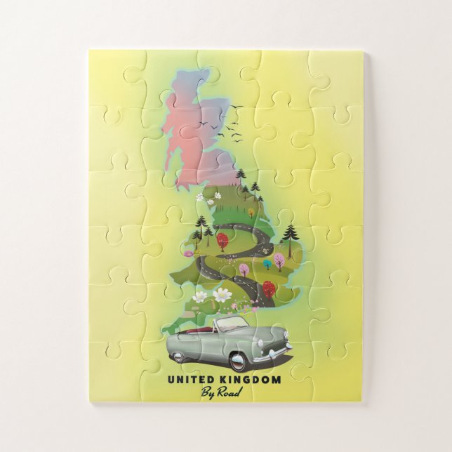 Puzzle Poster de viajes "By Road" del Reino Unido (Vertical)