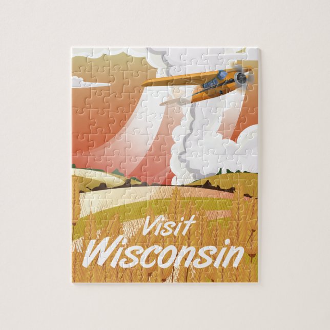 Puzzle Poster de viajes de época de Wisconsin (Vertical)
