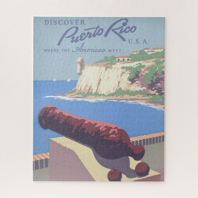 Puzzle Poster de viajes de época promocionando Puerto Ric (Vertical)