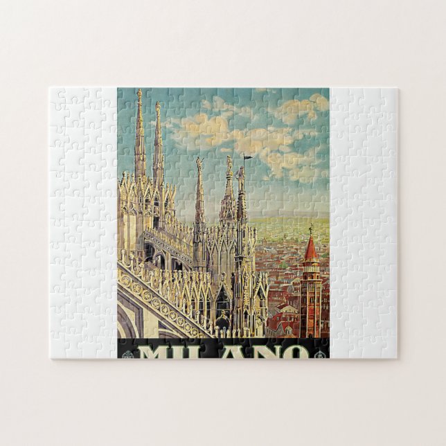 Puzzle Poster de viajes de la época milano milan (Horizontal)