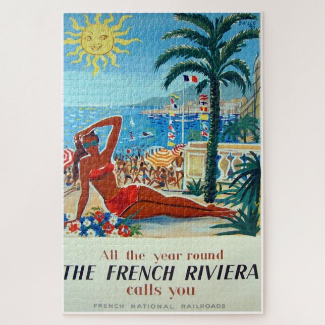Puzzle Poster de Viajes de la Riviera Francesa (Vertical)