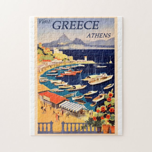 Puzzle Poster de Viajes de Vintage de Grecia (Vertical)