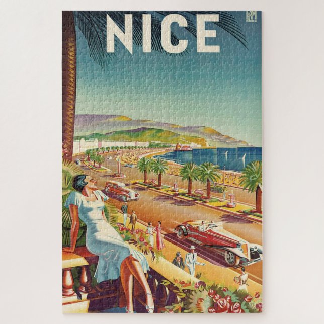 Puzzle Poster de viajes Nice France Vintage (Vertical)