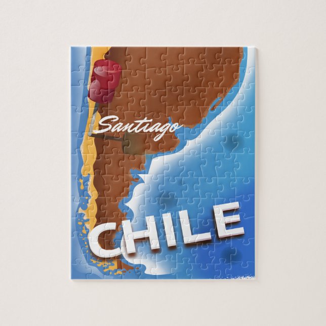 Puzzle Poster de viajes santiago vintage de Chile (Vertical)