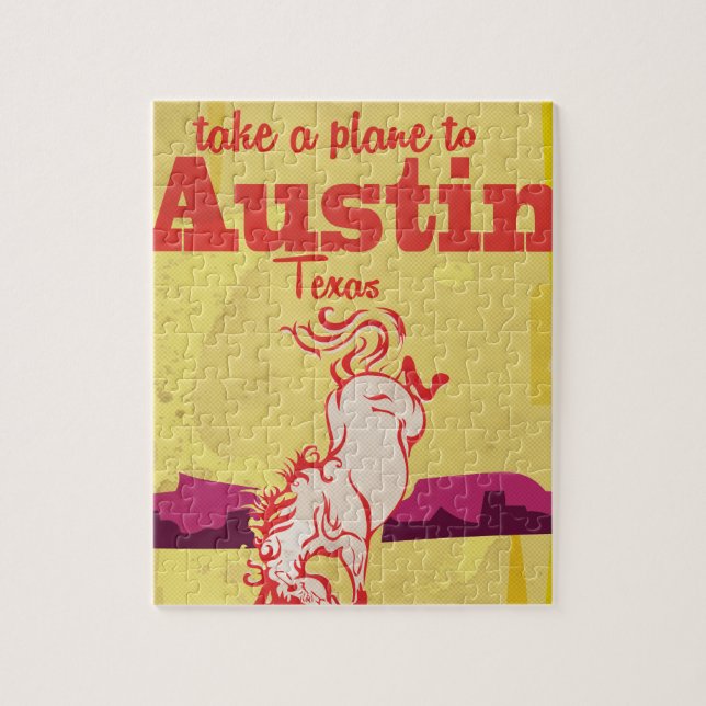 Puzzle Poster de viajes vintage de Austin Texas (Vertical)