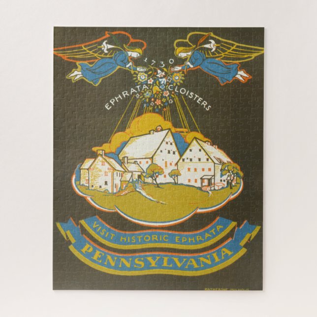 Puzzle Poster De Viajes Vintage Para Ephrata Cloister (Vertical)