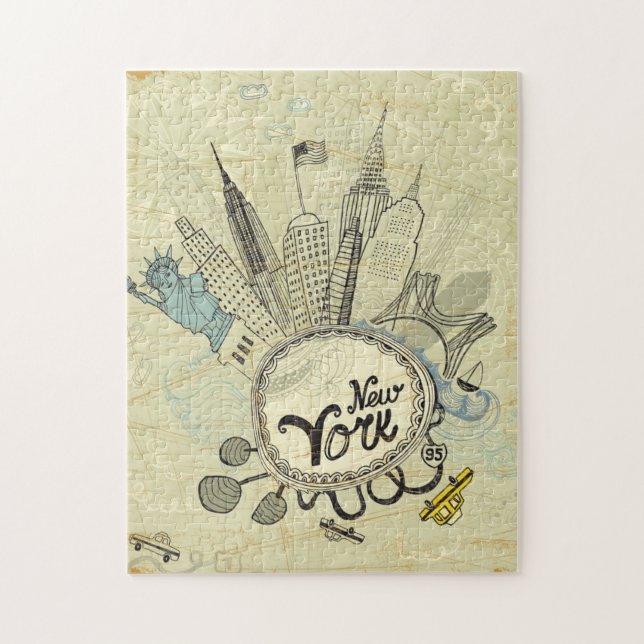 Puzzle Poster del Doodle de Nueva York (Vertical)
