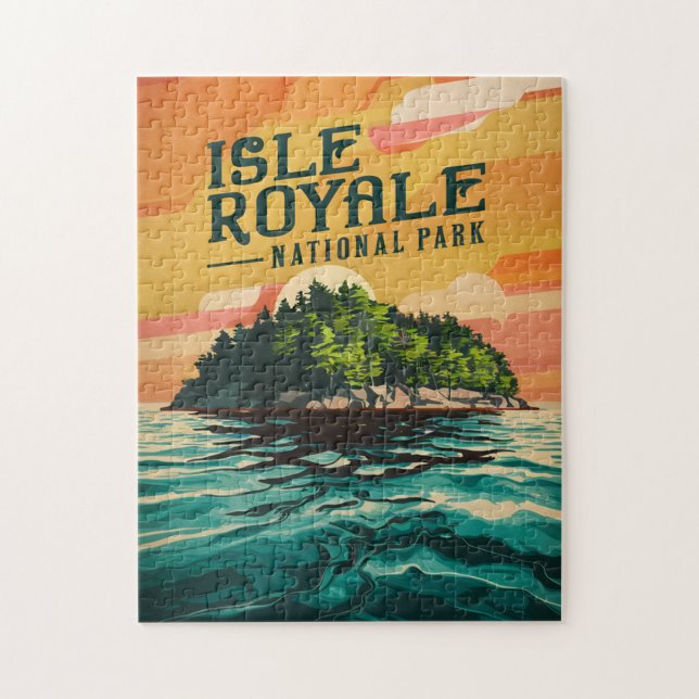 Puzzle Poster del Parque Nacional Retro Isle Royale (Vertical)
