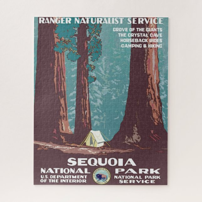 Puzzle Poster del Parque Nacional Sequoia de Vintage1938 (Vertical)
