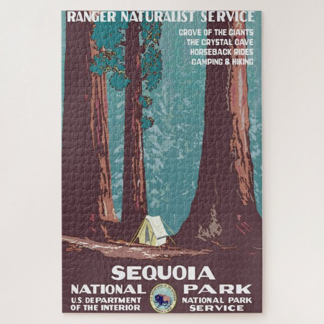 Puzzle Poster del Parque Nacional Sequoia de Vintage1938 (Vertical)