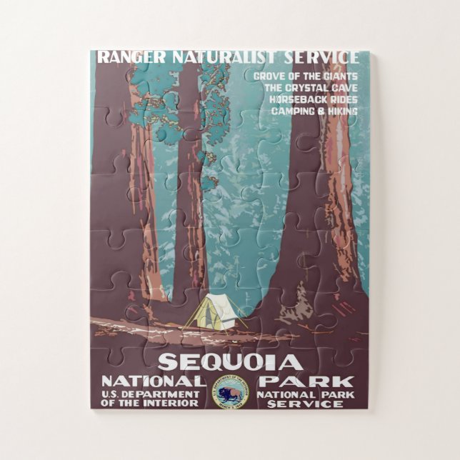 Puzzle Poster del Parque Nacional Sequoia de Vintage1938 (Vertical)