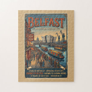 Puzzle Póster Retro de Viaje Belfast Irlanda del Norte