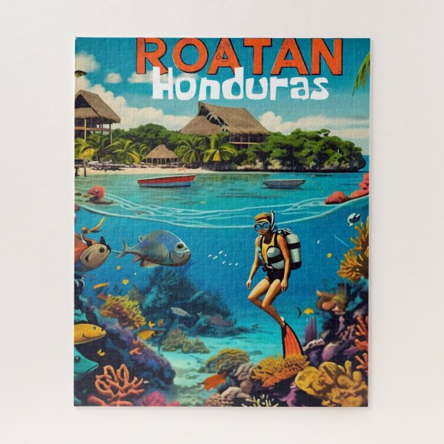 Puzzle Poster retro de viajes de cosecha de Honduras (Vertical)