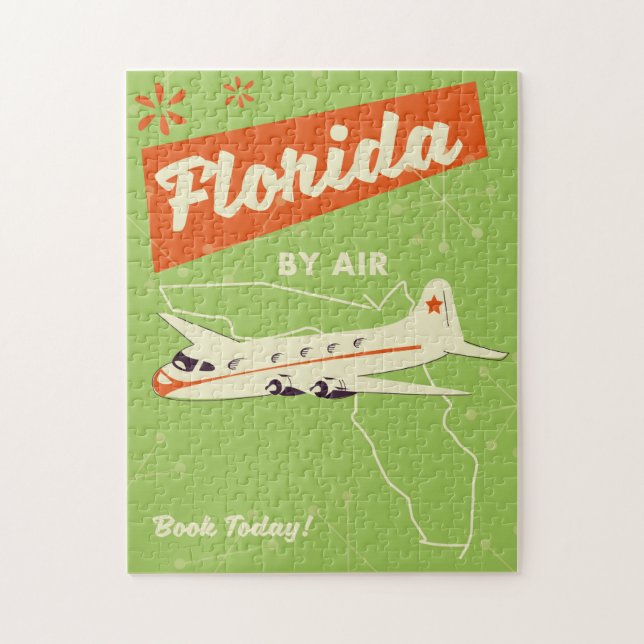 Puzzle Poster retro del estado de Florida. (Vertical)