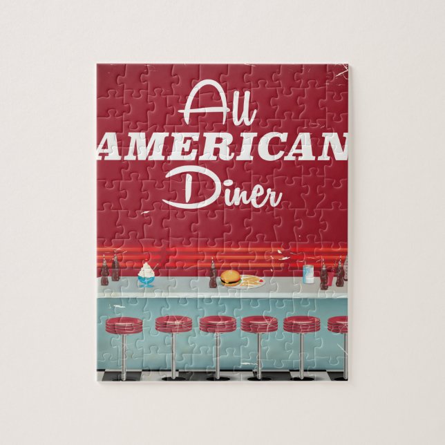 Puzzle Póster Retro Diner Todo Americano (Vertical)