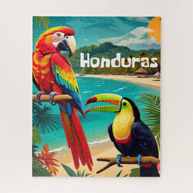 Puzzle Poster Retro Viaje de Honduras (Vertical)
