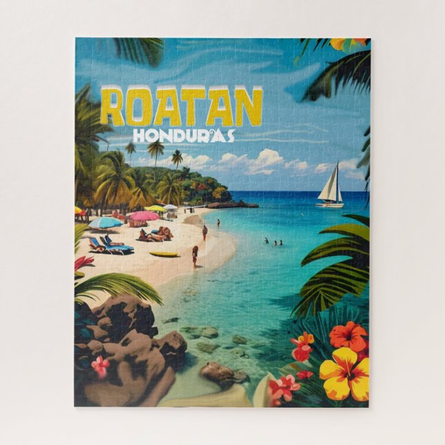Puzzle Poster Retro Viaje de Honduras (Vertical)