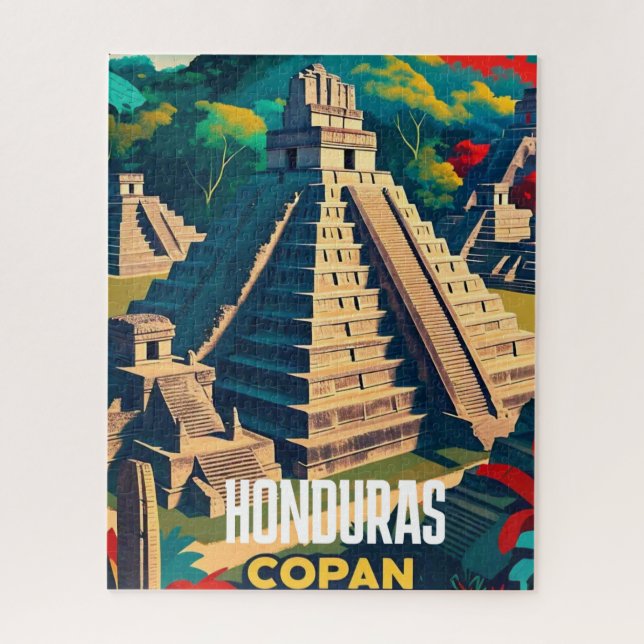 Puzzle Poster Retro Viaje de Honduras (Vertical)