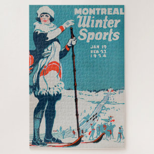 Puzzle Póster vintage de deportes de invierno de Montreal