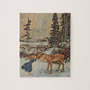 Puzzle Póster Vintage de la escena de invierno de la chic