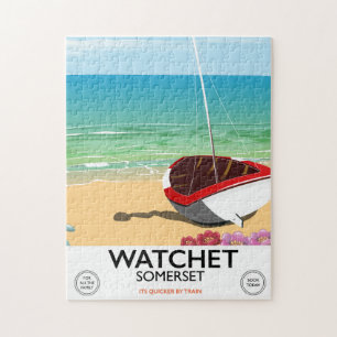 Puzzle Póster vintage de tren de Watchet Somerset
